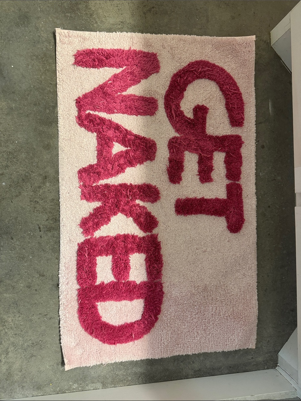 Cute Pink "GET NAKED" Shaggy Bath Rug